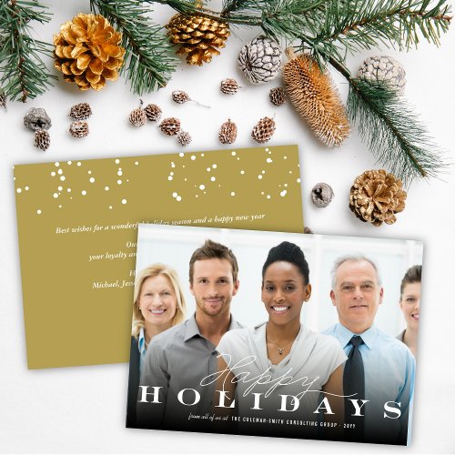 Happy Holidays Classic Typography Photo Corporate Holiday Card
