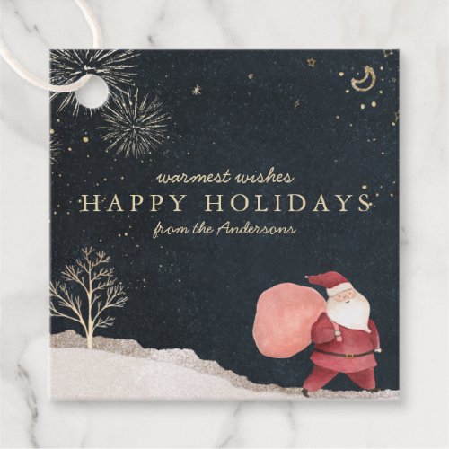 Happy Holidays  Classic Winter Night Christmas Favor Tags