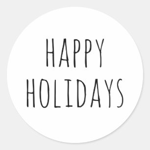 Happy Holidays   Clean Modern Minimalist Christmas Classic Round Sticker