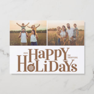 Happy Holidays Collage Letterpress Photo Cards