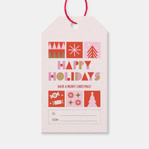 Happy Holidays Color Pop Geometric   Gift Tags