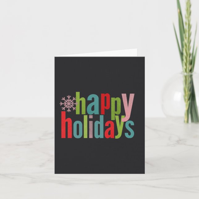 Happy Holidays Colored Chalkboard Holiday Card (Front)