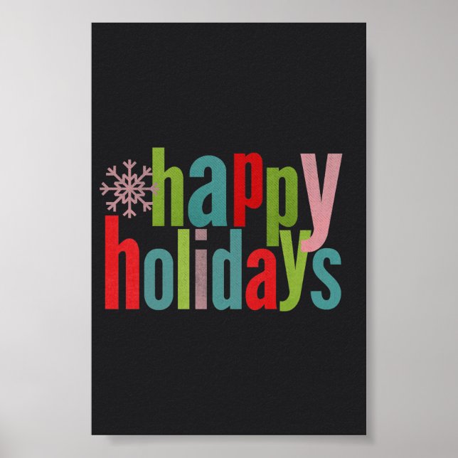Happy Holidays Colored Chalkboard Poster (Front)