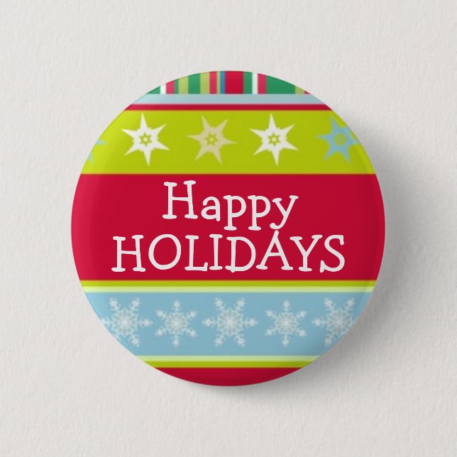 Happy Holidays colorful christmas button/badge Pinback Button (Front)