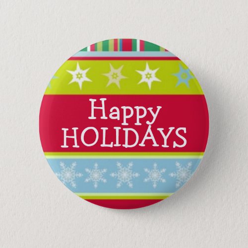 Happy Holidays colorful christmas buttonbadge Pinback Button