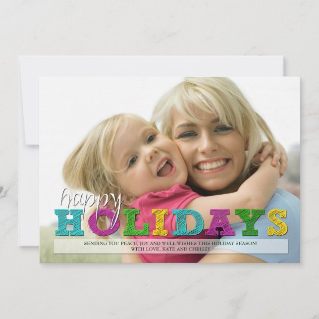 Happy Holidays Colorful Christmas Photo Card (Front)