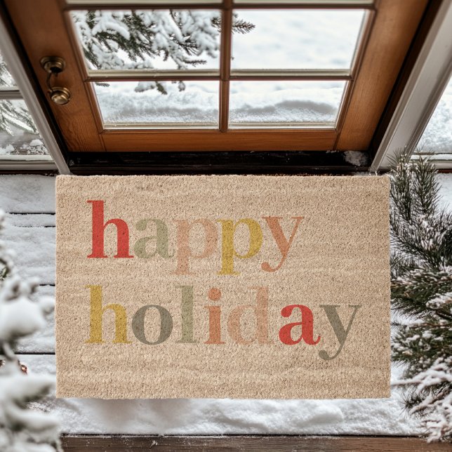 Happy Holidays Colorful Coir Fiber Doormat (Creator Uploaded)