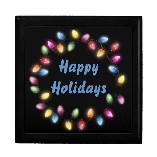 Happy Holidays Colorful & Festive Christmas Lights Gift Box (Front)