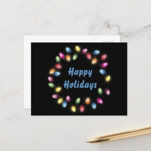 Happy Holidays Colorful & Festive Christmas Lights Postcard