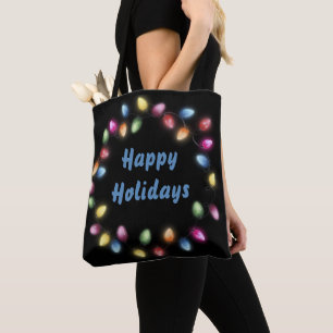 Happy Holidays Colorful & Festive Christmas Lights Tote Bag