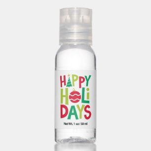 Happy holidays colorful fun hand sanitizer