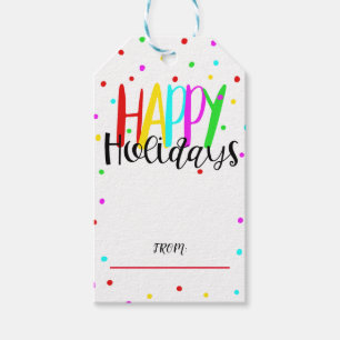 Happy Holidays Colorful Holiday Dots Party Gift Tags