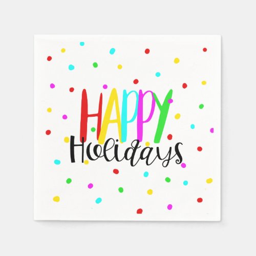 Happy Holidays Colorful Holiday Dots Party Napkins
