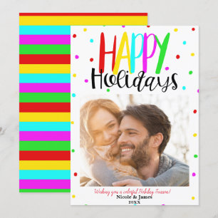 Happy Holidays Colorful Holiday Dots Photo Invitation