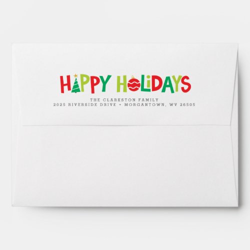 Happy holidays colorful illustrated Christmas Envelope