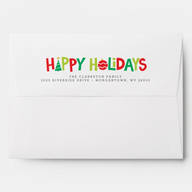 Happy holidays colorful illustrated Christmas Envelope (Back (Top Flap))