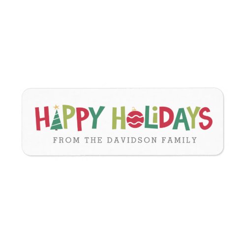 Happy holidays colorful illustrated from label
