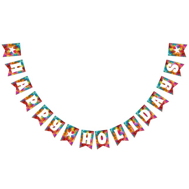 HAPPY HOLIDAYS COLORFUL RAINBOW   BUNTING FLAGS (All)