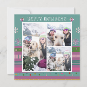 Happy Holidays Colorful Ski 3 Photo Christmas