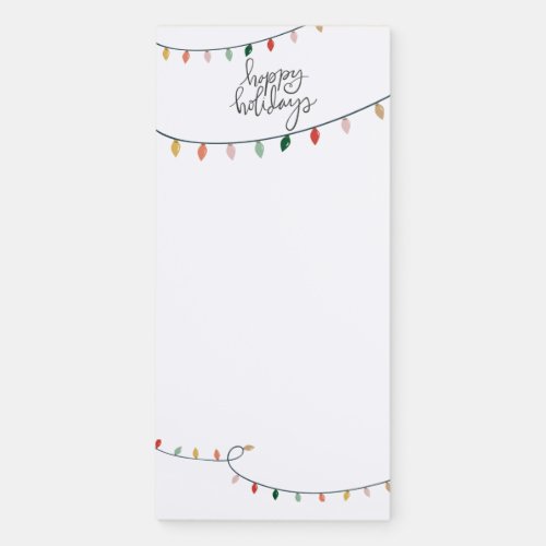 Happy Holidays Colorful String of Lights Magnetic Notepad