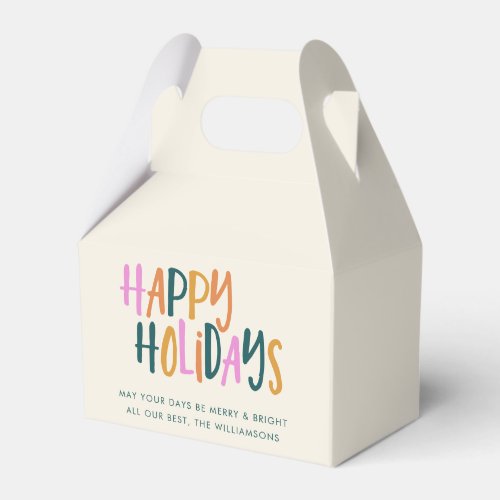 Happy Holidays Colorful Typography Personalized Favor Boxes