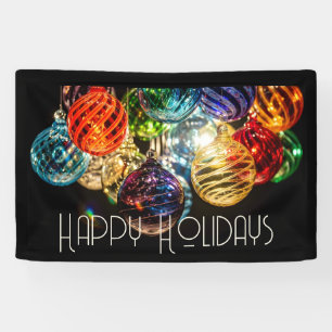 Happy Holidays Colorful Xmas Lights Banner