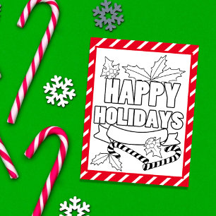 Happy Holidays Coloring Page Activity Card