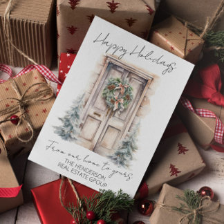 Happy Holidays Company From our Home to Yours QR Holiday Card