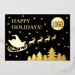 Happy Holidays Company Logo Corporate Santa Foil Holiday Card