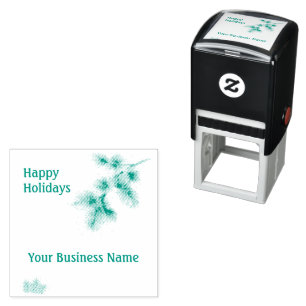 Happy Holidays Conifer Your Business Name Self-inking Stamp