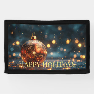 Happy Holidays Copper Xmas Ornament Glitter Banner