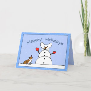 Happy Holidays Corgi Christmas Card