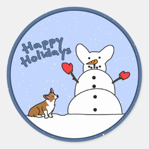 Happy Holidays Corgi Stickers