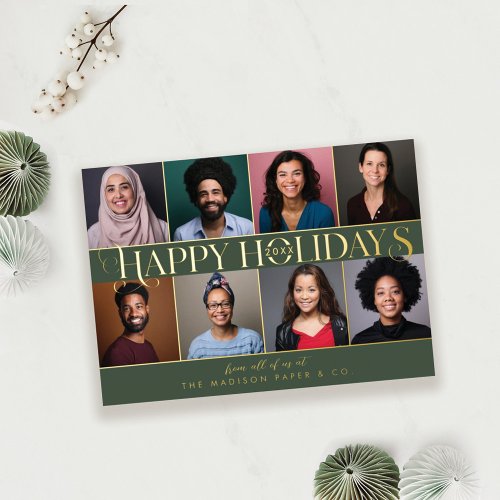 Happy Holidays Corp Team Business Photos  Logo Foil Holiday Card
