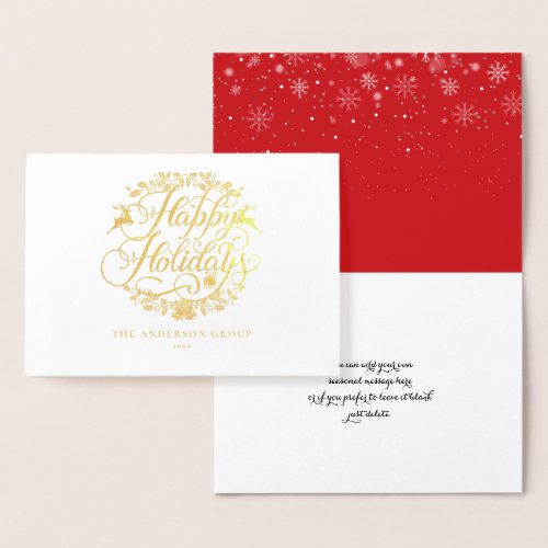 Happy Holidays Corporate Business Gold Foil Card
