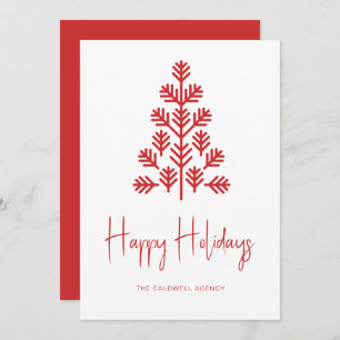 Happy Holidays Corporate Business Red Holiday Card