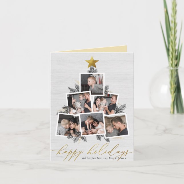 Happy Holidays | Country Christmas Tree Collage Holiday Card (Front)