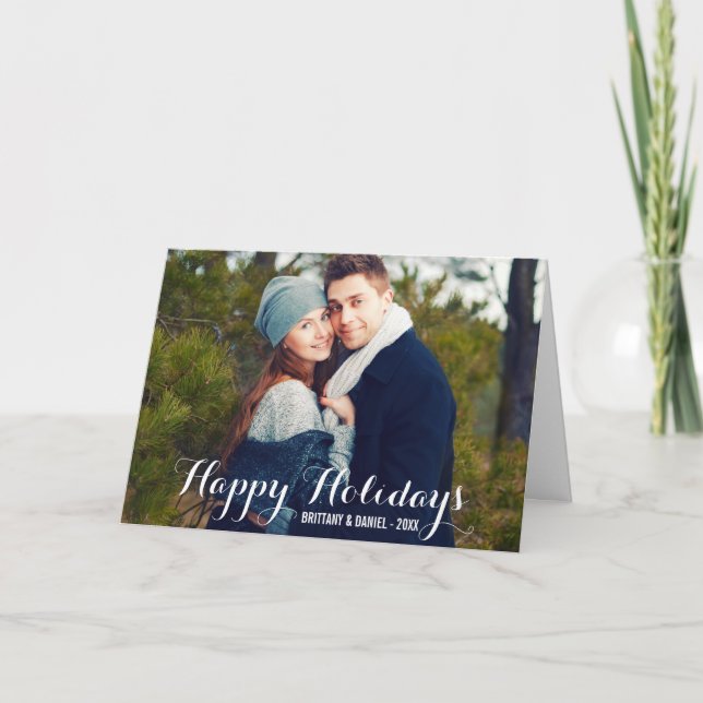 Happy Holidays Couple Photo Fold Card W (Front)