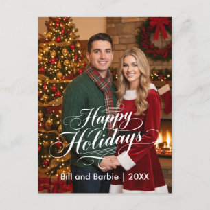 Happy Holidays, Couples Photo Front Holiday Postcard