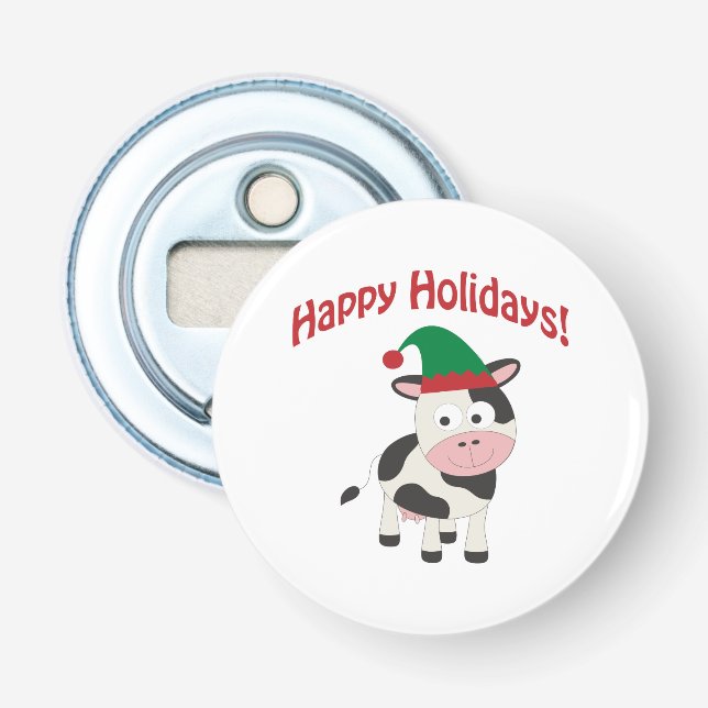 Happy Holidays! Cow Elf Bottle Opener (Front)