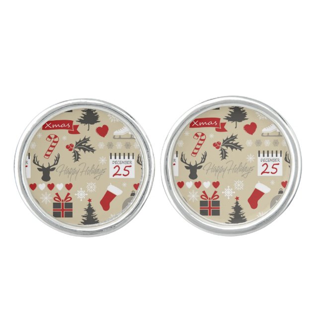 Happy Holidays Cufflinks (Front)