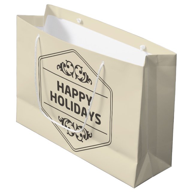 Happy Holidays Custom Background Large Gift Bag (Front Angled)
