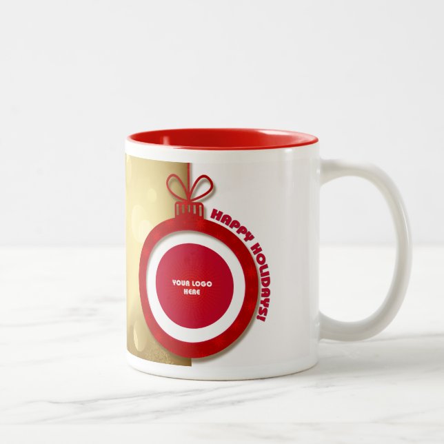 Happy Holidays. Custom Business Logo Christmas  Two-Tone Coffee Mug (Right)