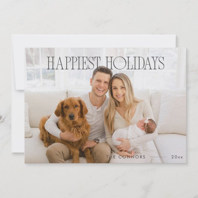 Happy Holidays Custom Christmas Family Portrait  Holiday Card (Front)