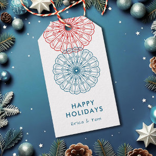 Happy Holidays custom color minimalist floral Gift Tags