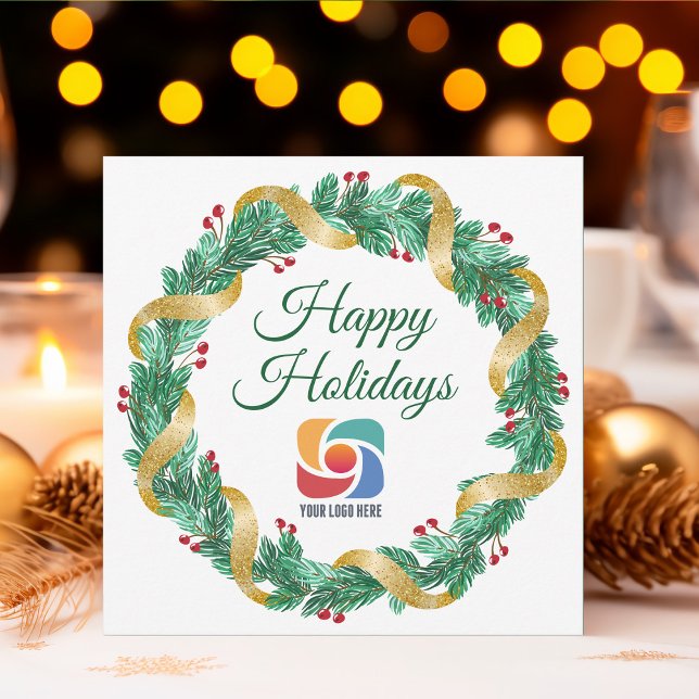 Happy Holidays Custom Company Logo Christmas Holiday Card (Creator Uploaded)