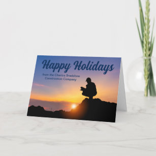 Happy Holidays Custom Construction Company Sunset Holiday Card