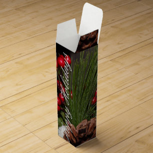 Happy Holidays Custom Flowered Wine Box