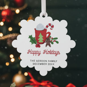Happy Holidays Custom Hot Cocoa Chocolate Cute Ornament Card