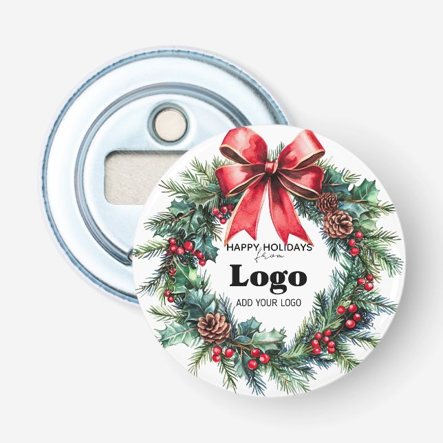 Happy Holidays Custom Logo Bulk Gift Clients Bottle Opener (Front)